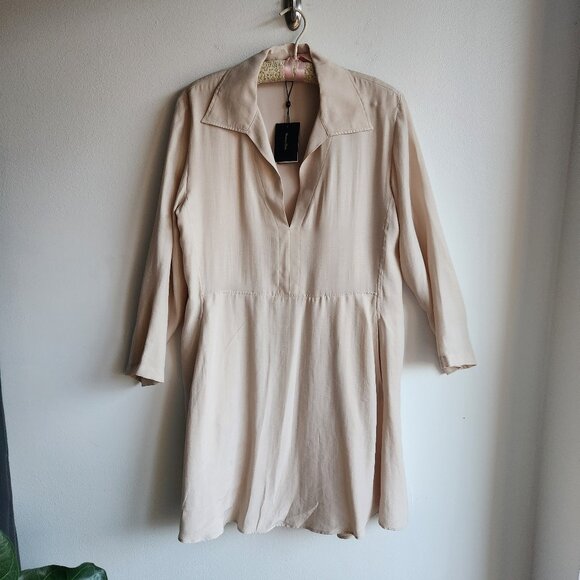 *NWT* Massimo Dutti Sand Polo Collar Dress - Sz M - Picture 2 of 13